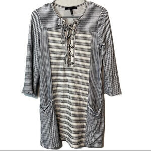 BCBGMaxAzria Lani Tie Front Striped Knit Dress​​​​​ 100% Cotton
